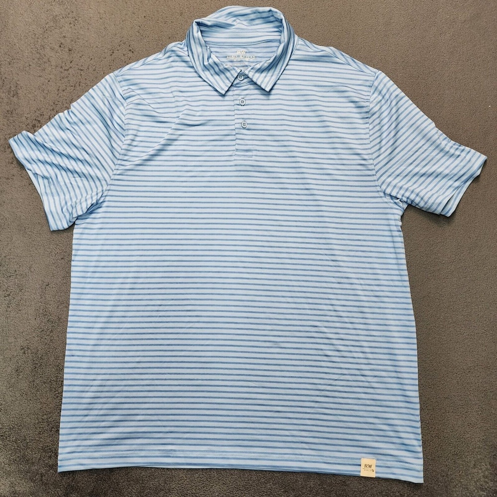 Rorie Whelan Men's Polo Golf Shirt Blue Striped Size 2XL